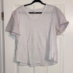 Time and Tru Pale Pink V-Neck Short Sleeve Top